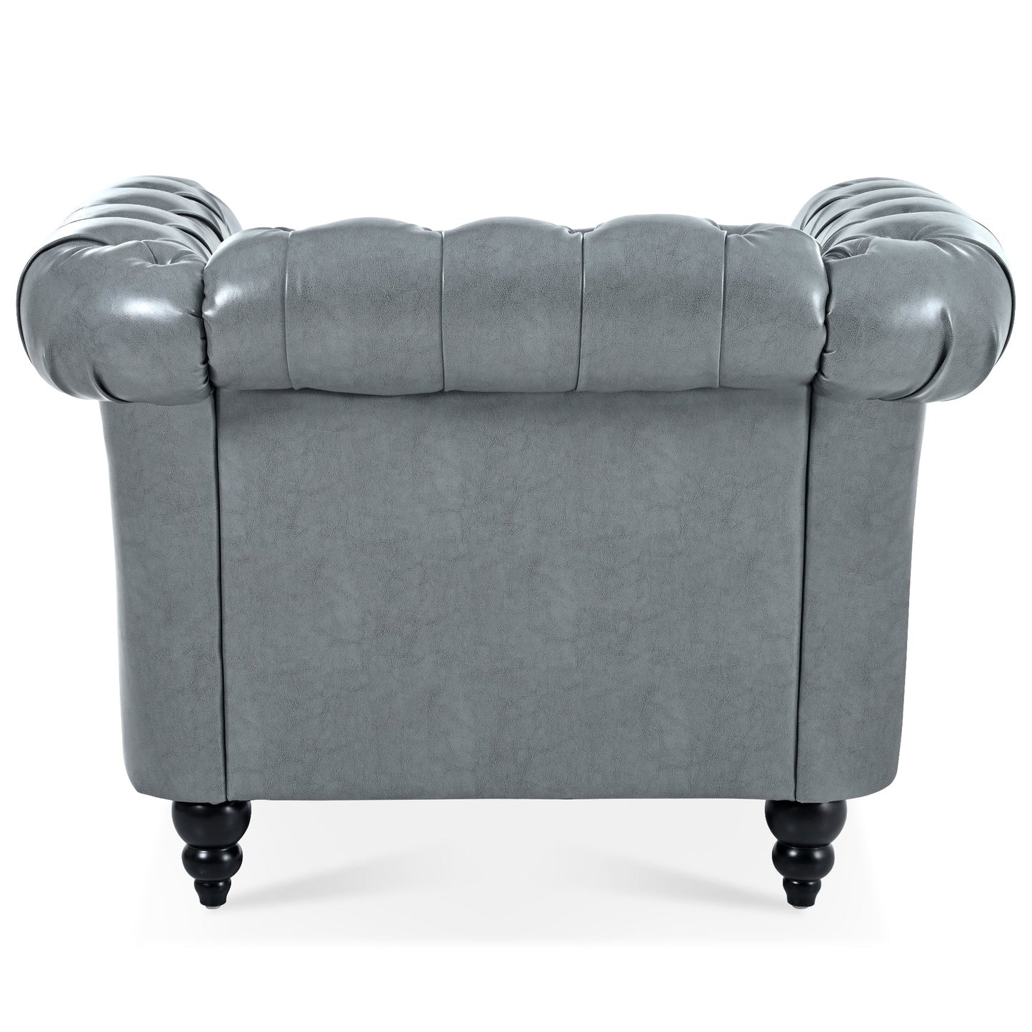 Accent Chair Contemporary PU Leather Gray Birch Legs 39x32x28 In 220 LB