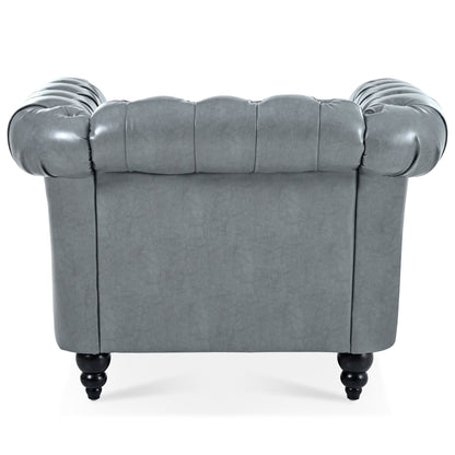 Accent Chair Contemporary PU Leather Gray Birch Legs 39x32x28 In 220 LB
