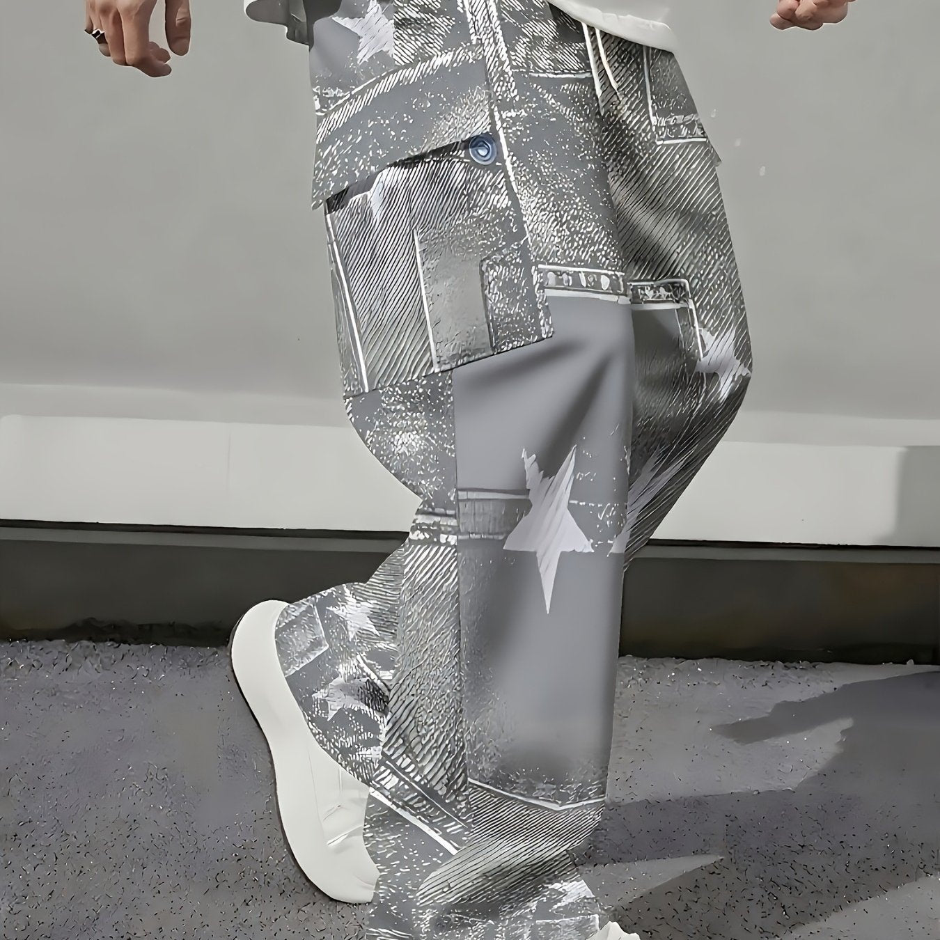 Mens Loose Fit Work Pants With A Drawstring