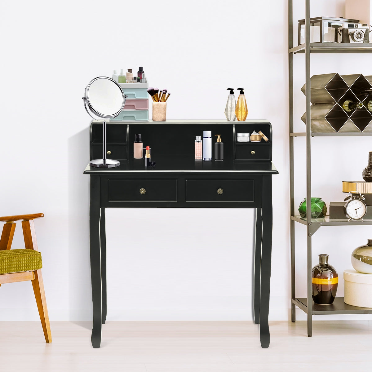 Writing Desk 2-Tier Vanity Desk Computer Desk with 4 Drawers