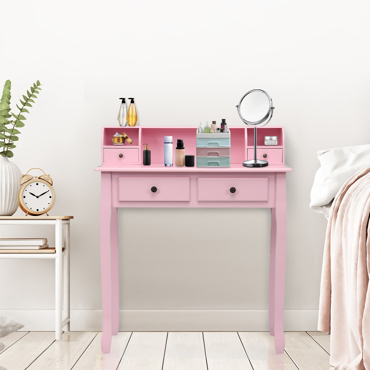 Writing Desk 2-Tier Vanity Desk Computer Desk with 4 Drawers