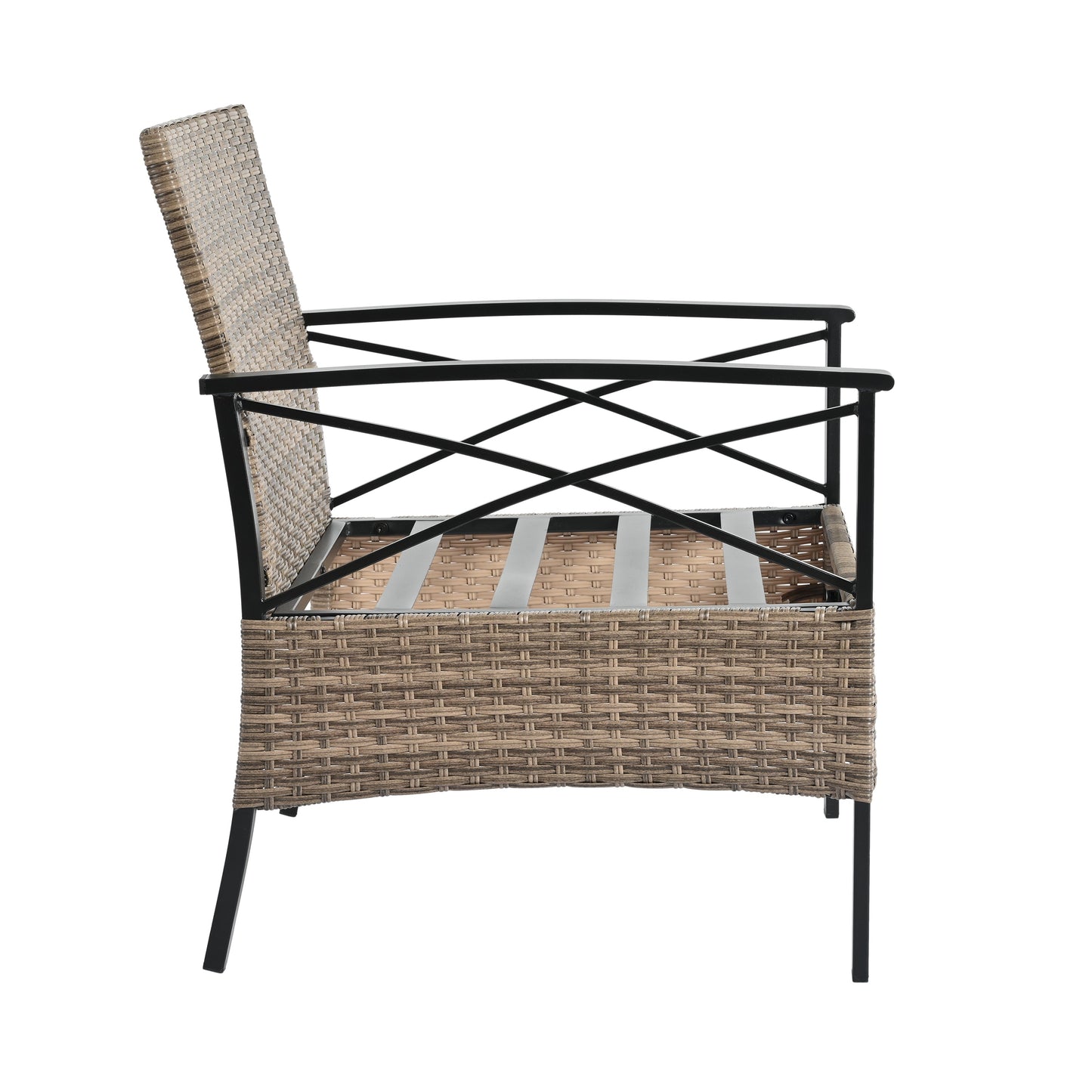 Outdoor Patio Set PE Rattan Brown 4 Piece Cushioned