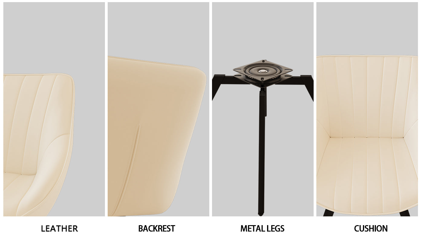 63' medieval modern cream style MDF dining table and beige PU dining chair set,