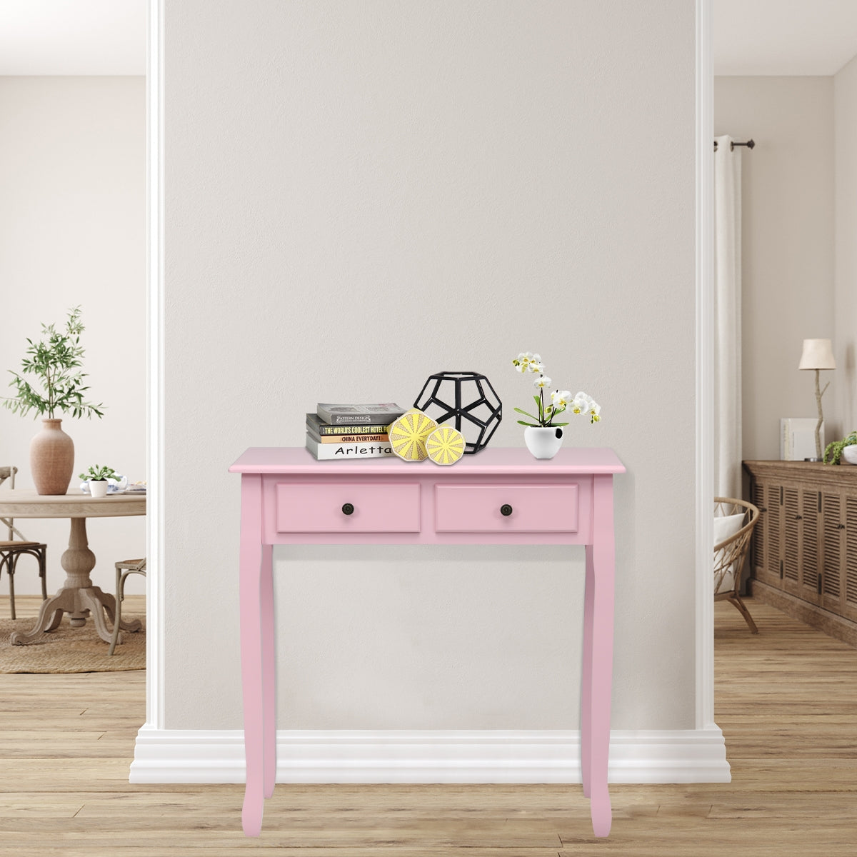 Writing Desk 2-Tier Vanity Desk Computer Desk with 4 Drawers