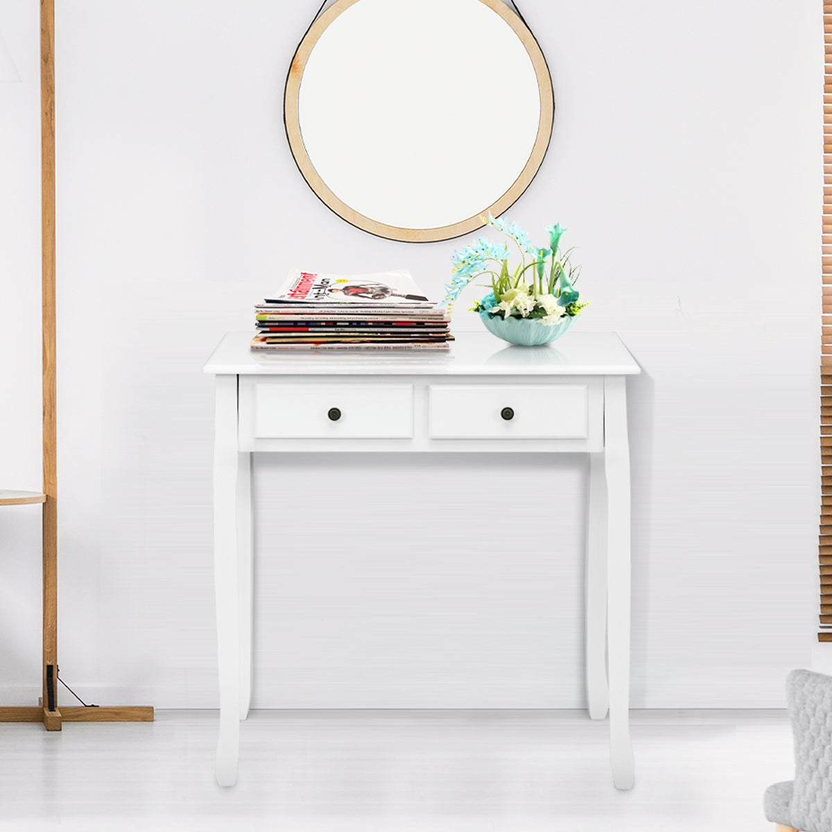 Writing Desk 2-Tier Vanity Desk Computer Desk with 4 Drawers