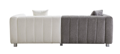 Sofa Modular Velvet Teddy White Gray 3 Seat Metal Legs 87 In 750 LB