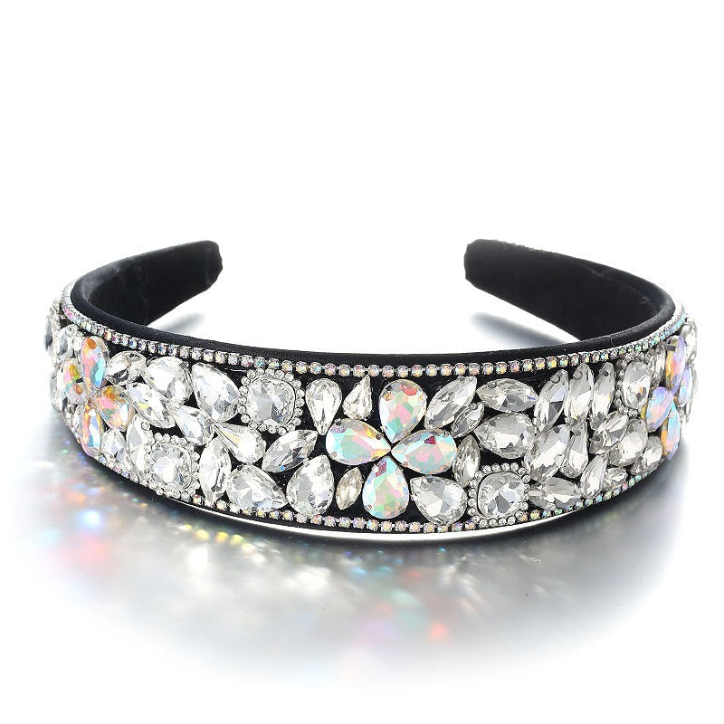 Four-Leaf Clover Sponge Headband with Rhinestone Detail