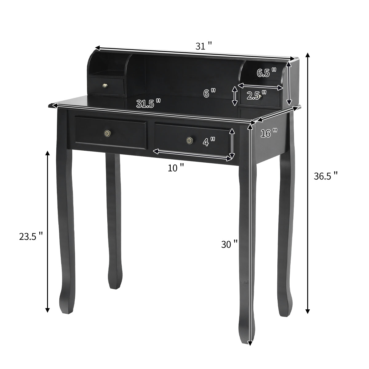 Writing Desk 2-Tier Vanity Desk Computer Desk with 4 Drawers