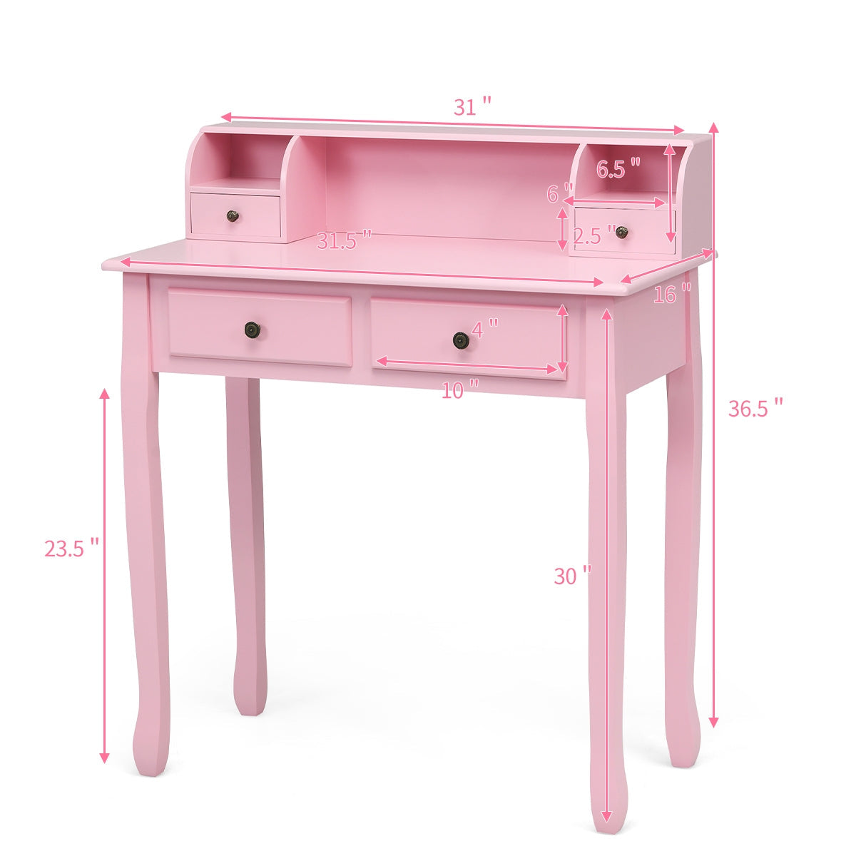 Writing Desk 2-Tier Vanity Desk Computer Desk with 4 Drawers