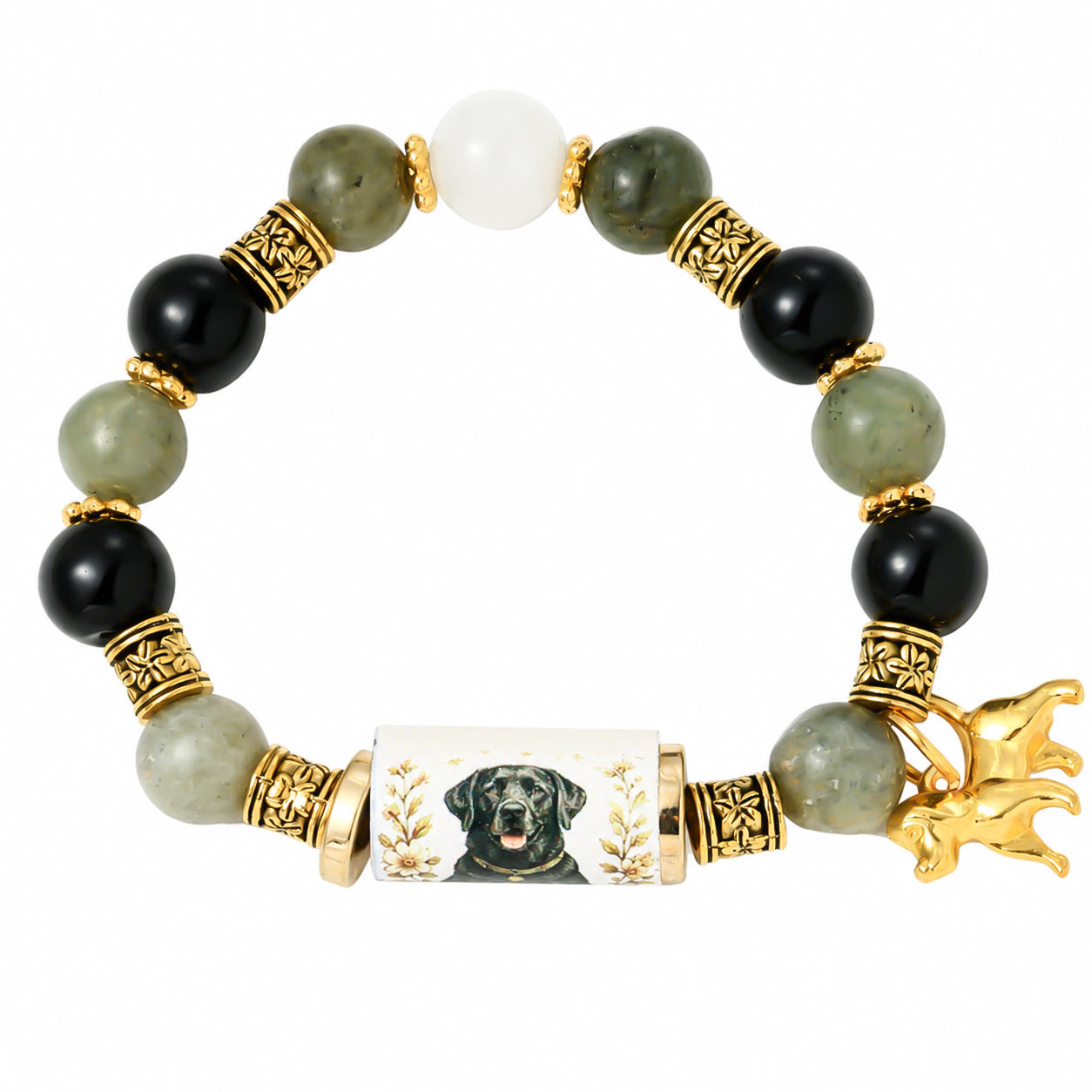 Womens Beaded Bracelet With Metal Tubes