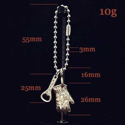 Vintage Motorcycle Glove Solid Brass Keychain