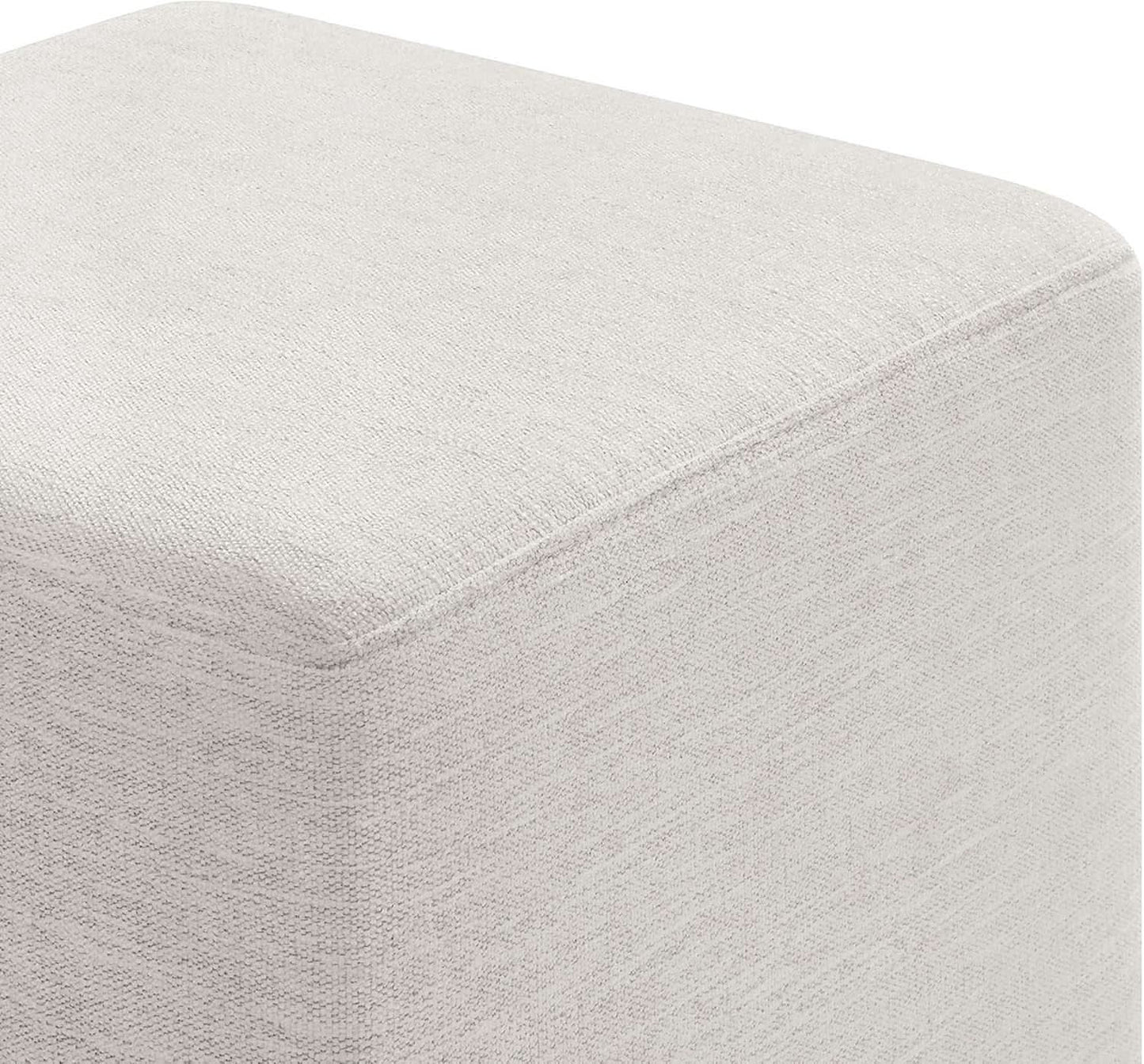 Callum 17 Inch Ivory Square Hand crafted Textured Woven Ottoman