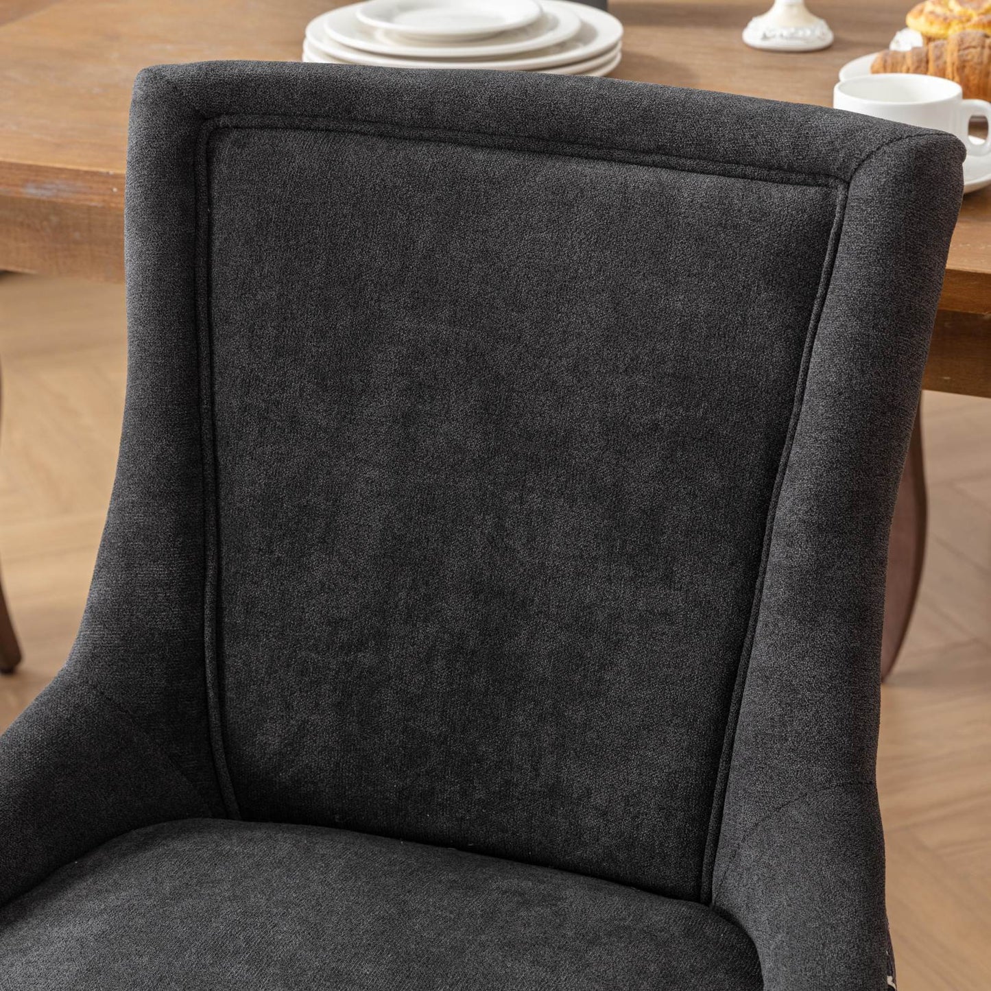 Ultra Side Dining Chair, Thickened fabric chairs with neutrally toned solid