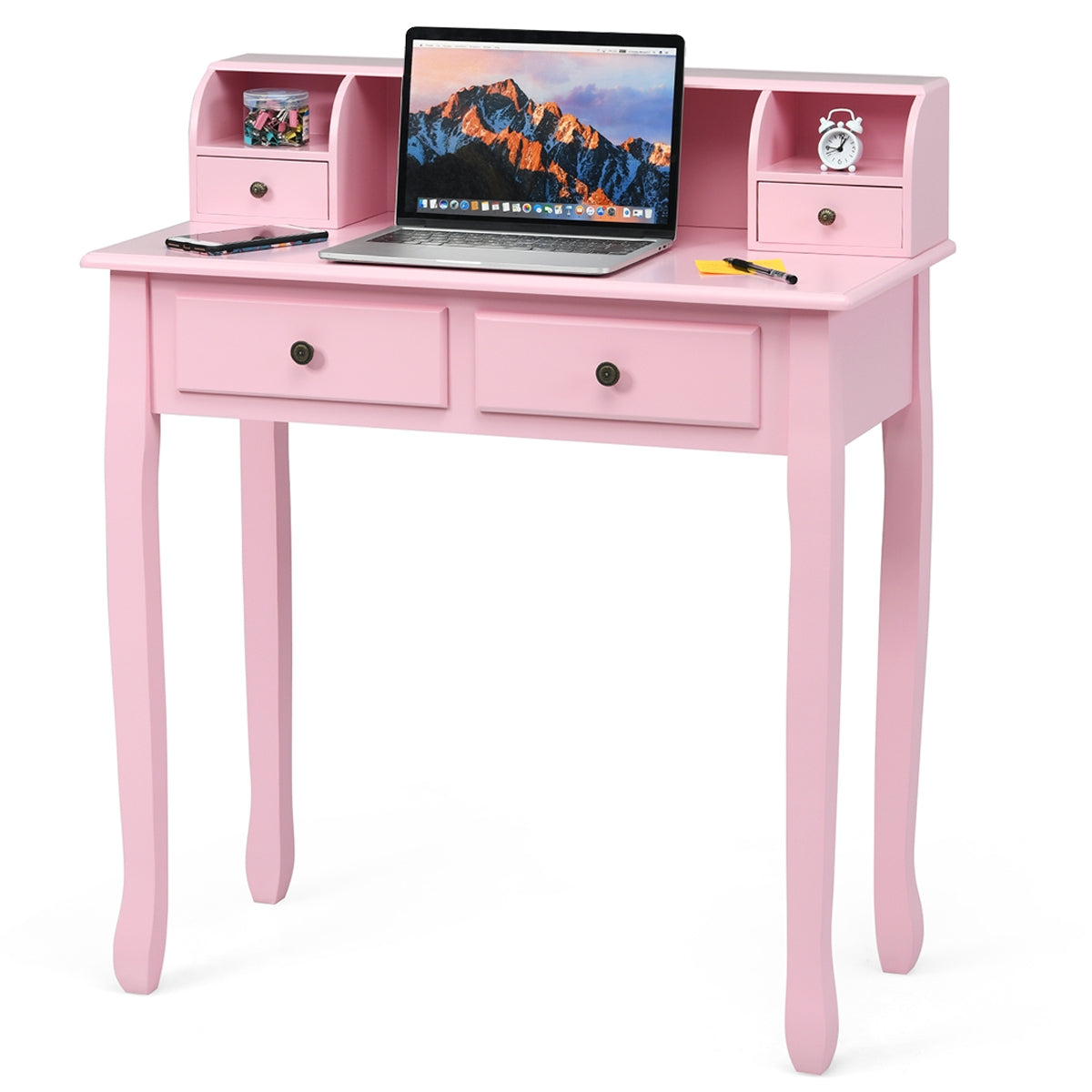 Writing Desk 2-Tier Vanity Desk Computer Desk with 4 Drawers