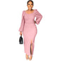 Solid Color Long Sleeved Split One Step Skirt