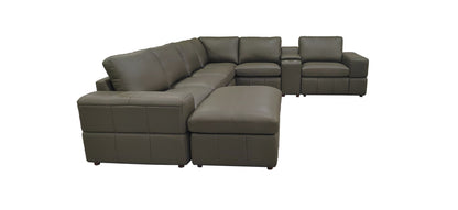 Sectional Sofa Modular Leather Match Olive Green 7 Seat 131 In