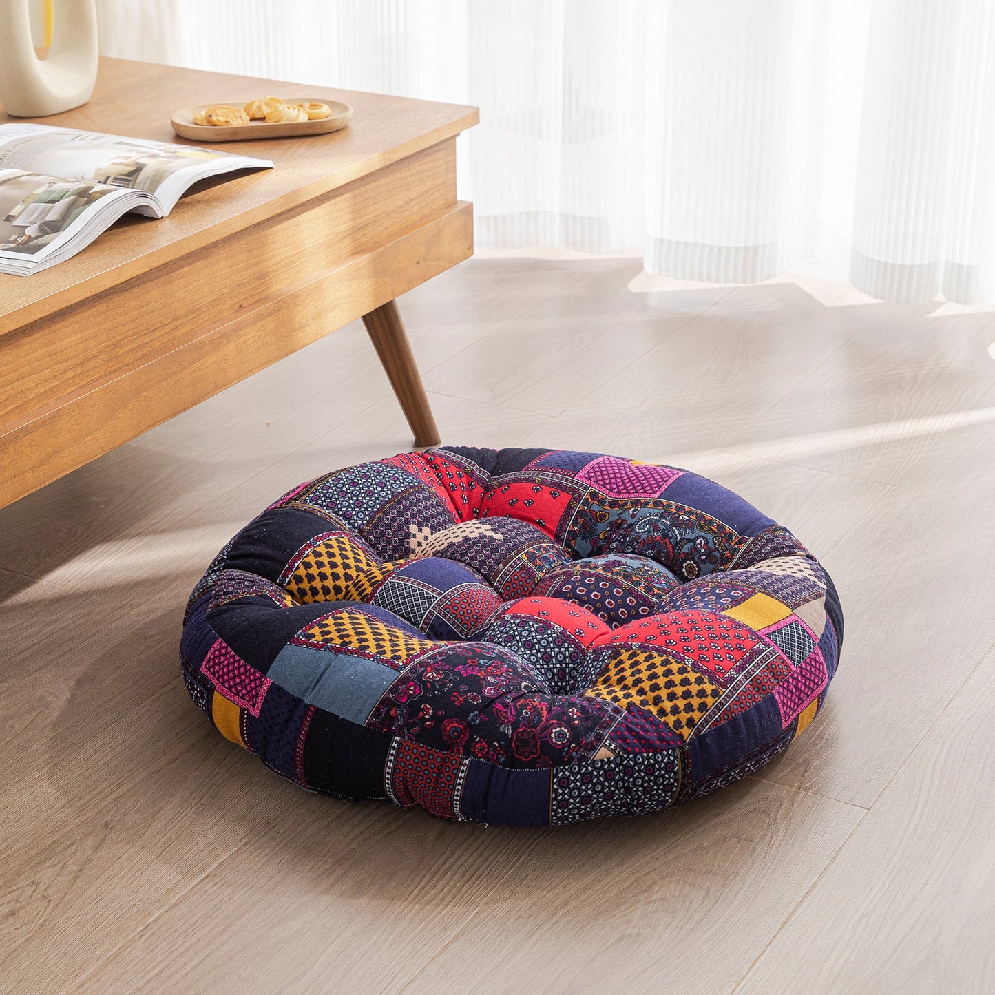 Japanese-Style Cotton Futon Floor Cushion (Round or Square)