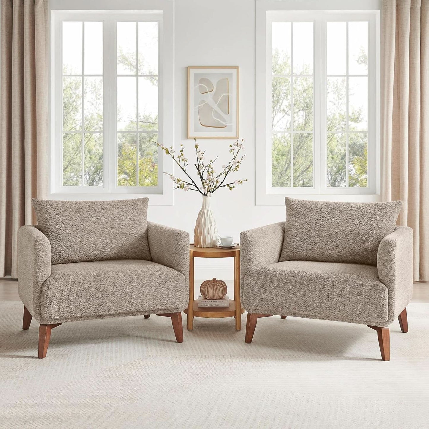 Oversized Camel Upholstered Accent Chair Living Room