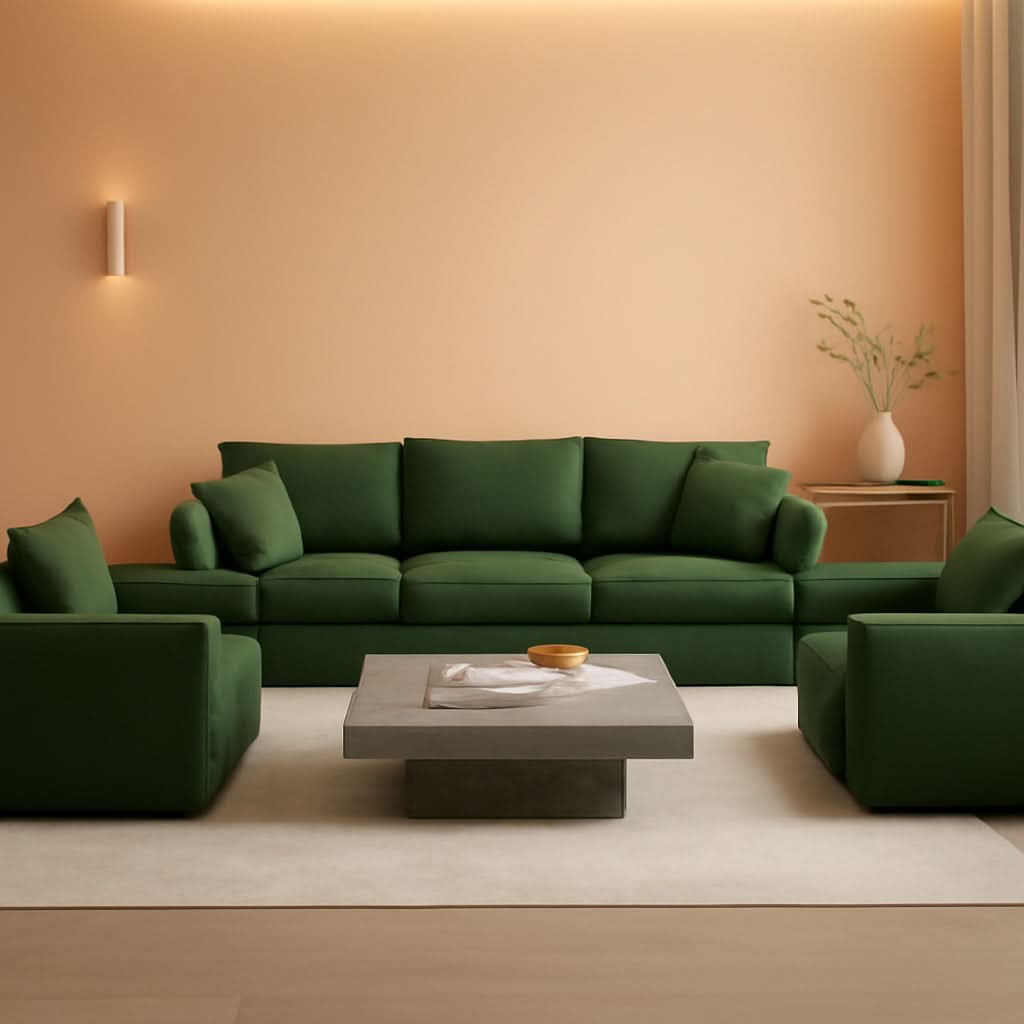 3 Piece Evergreen Sofa Set Chenille Modular For Living Room