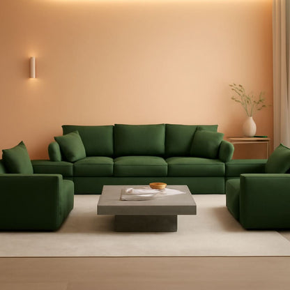 3 Piece Evergreen Sofa Set Chenille Modular For Living Room