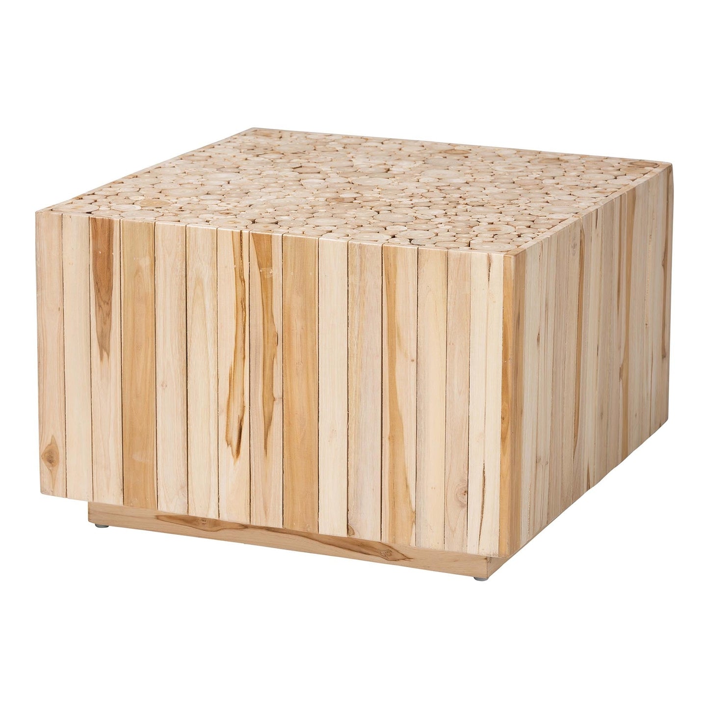 Bohemian Natural Teak Wood Coffee Table with Unique Repurposed Wood Logs