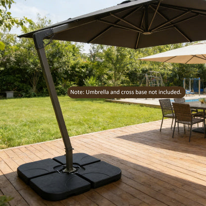 Patio Umbrella Base Offset HDPE Black 4 Panel 220 LB Water or Sand