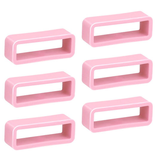 6 PCS Silicone Watch Band Loops 18mm Watch Strap Holder Watch Strap Loops Fastener Rings Light Pink Watch Band Keepers Replacement Watch Band Strap Loops for Smart Sport Watch Band Holder