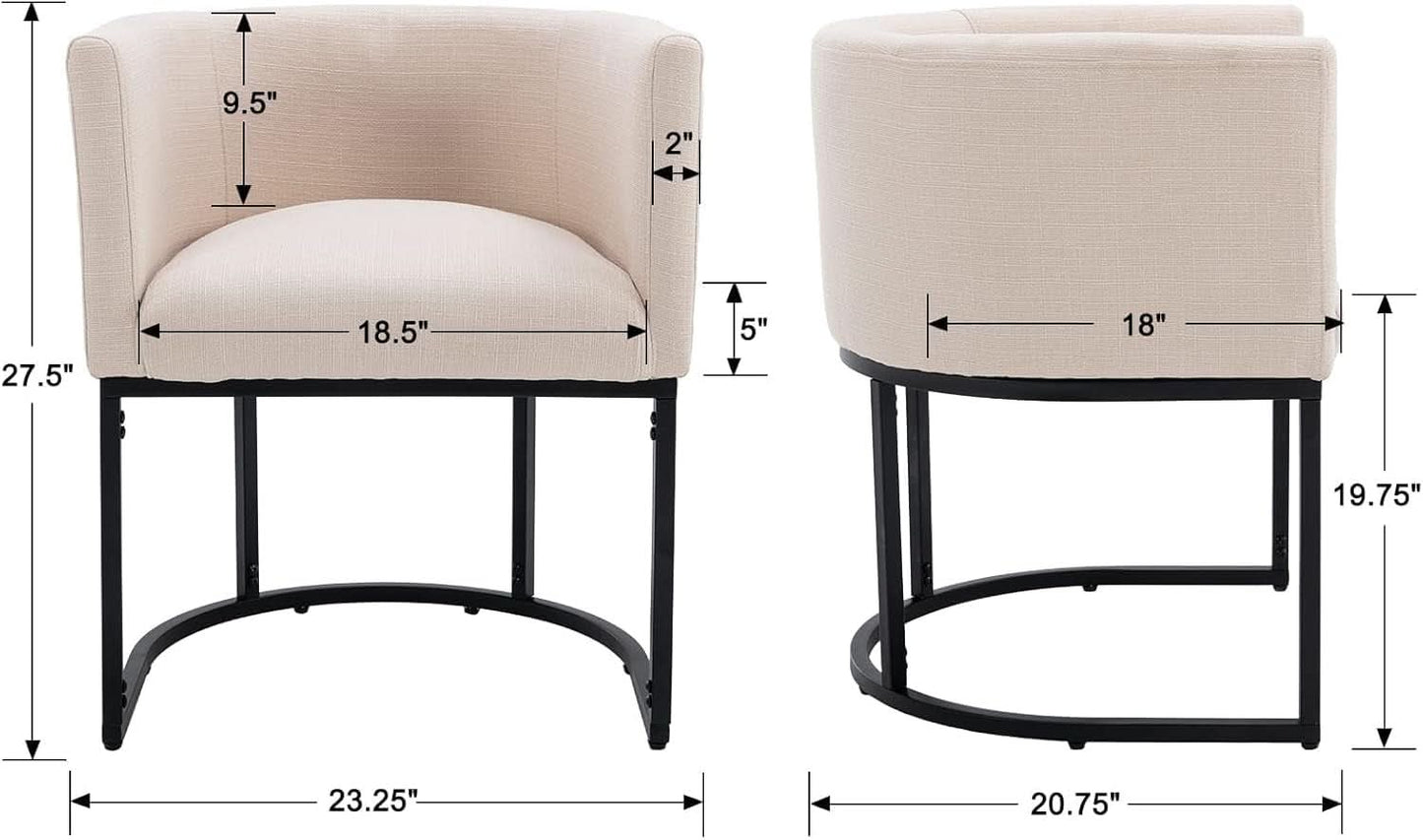 Cream Upholstered Barrel Dining Chairs 18.5-Inch Wide