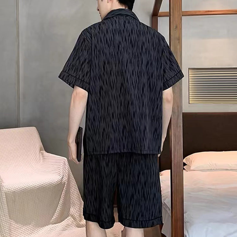 Mens And Boys Summer Black-striped Loungewear