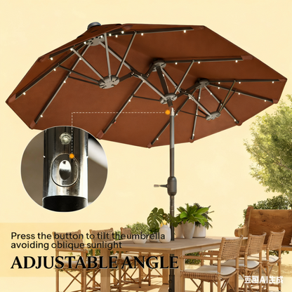 Patio Umbrella Double Sided Solar LED 118" Tilt