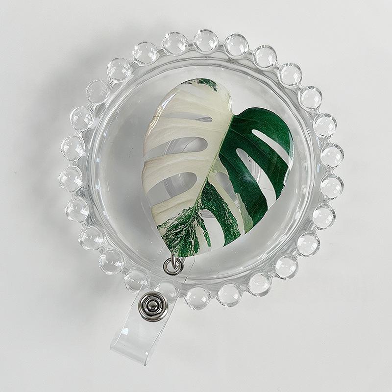 Rotating Leaf Acrylic Epoxy Work ID Badge Employee ID Card Alligator Clip