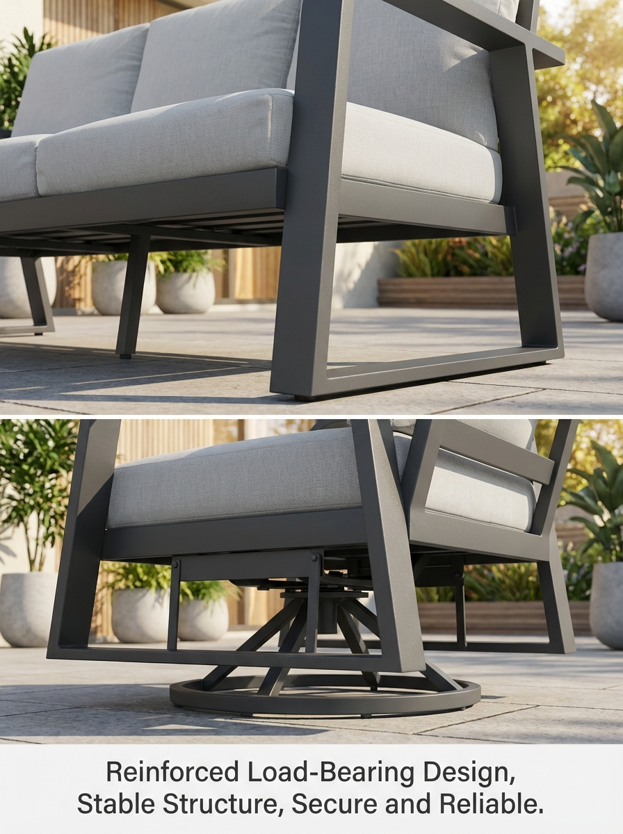 8 Piece Aluminum Patio Set Dark Gray Sofa Swivel