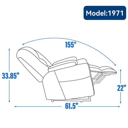 Lift Recliner Chair Power Chenille Blue Heat Massage USB Cup Holders 350 LB