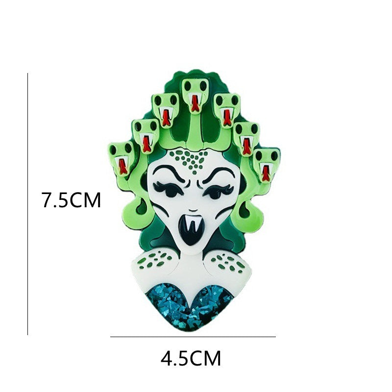 Gorgon Acrylic Brooch Badge Accessory