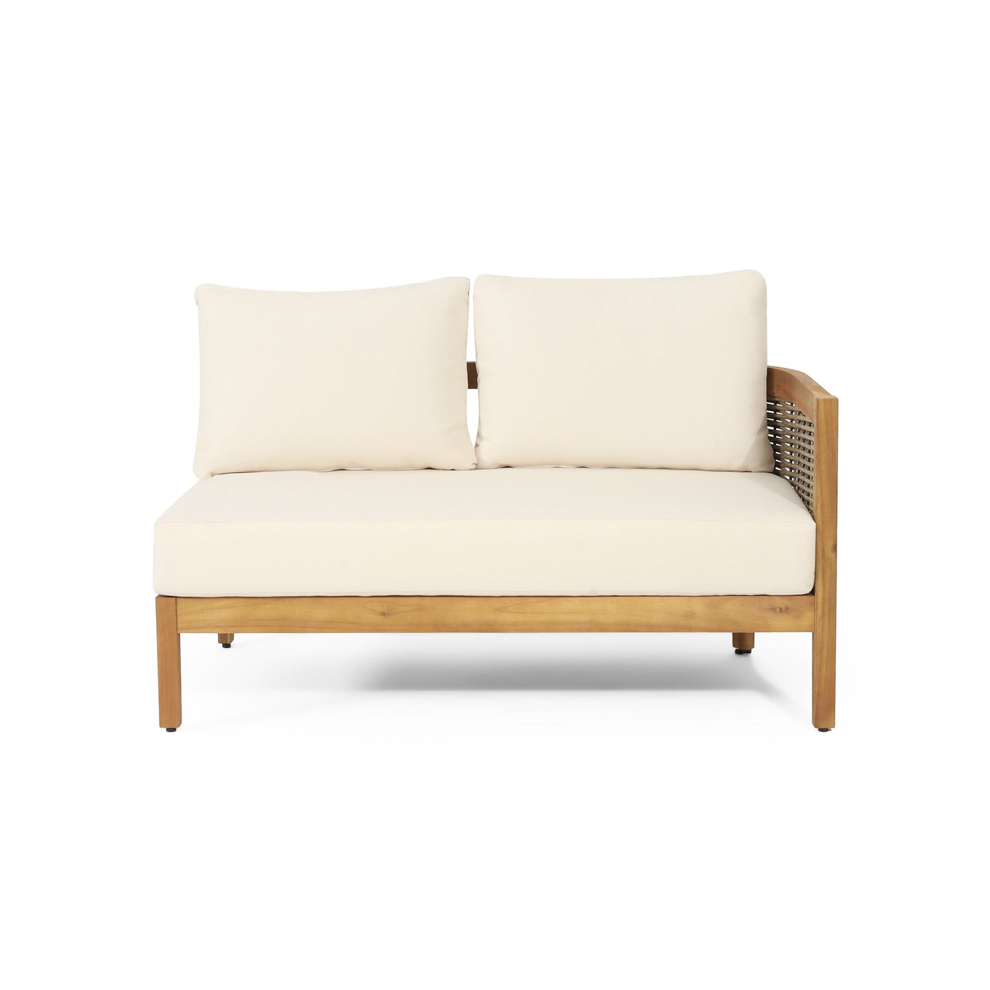 Outdoor Conversation Set Acacia Wood PE Wicker 4 Piece