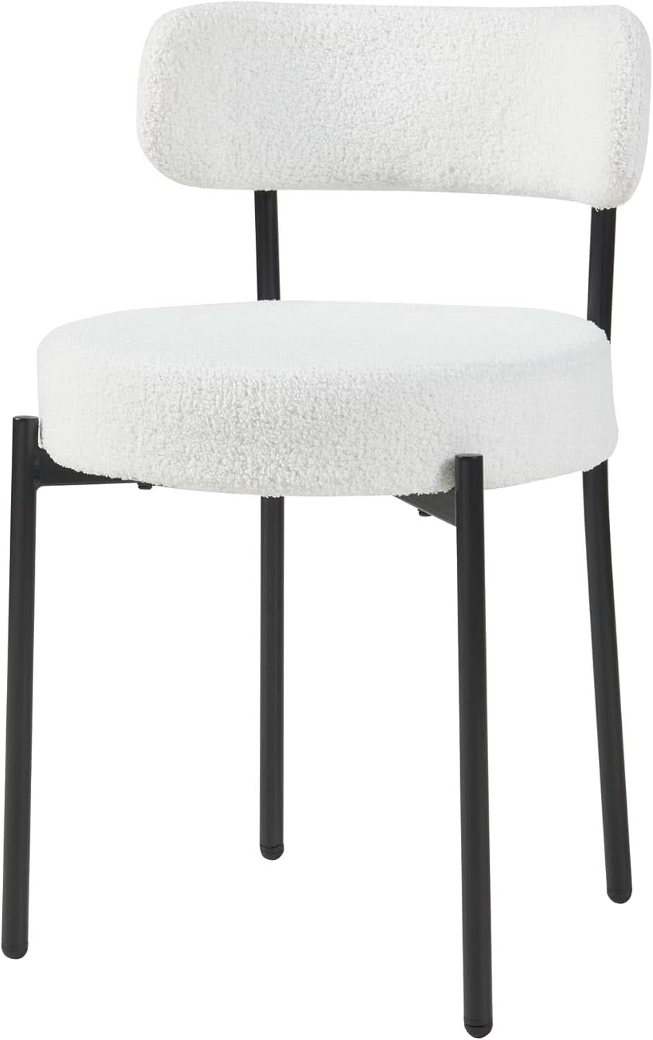 White Boucle Dining Chairs Set Of 2 For Dining Room