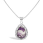 Chevron Amethyst Teardrop Pendant Necklace in Sterling Silver – Natural Gemstone