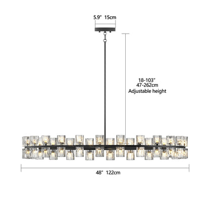 Chandelier Crystal LED 48 In Luxury Black Modern Living Dining Room