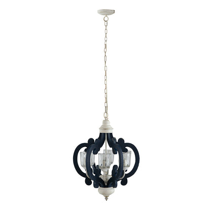 Wood Chandelier 6-Light Farmhouse Natural Wood Pendant Kitchen Dining