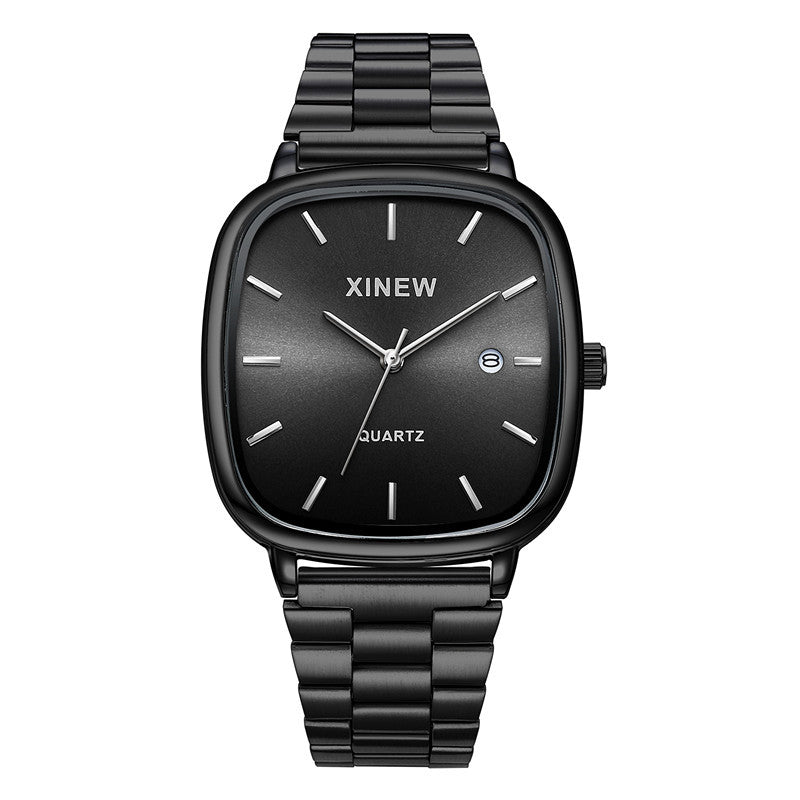 Fashionable Stainless Steel Strap Minimalist Calendar Quartz Watch