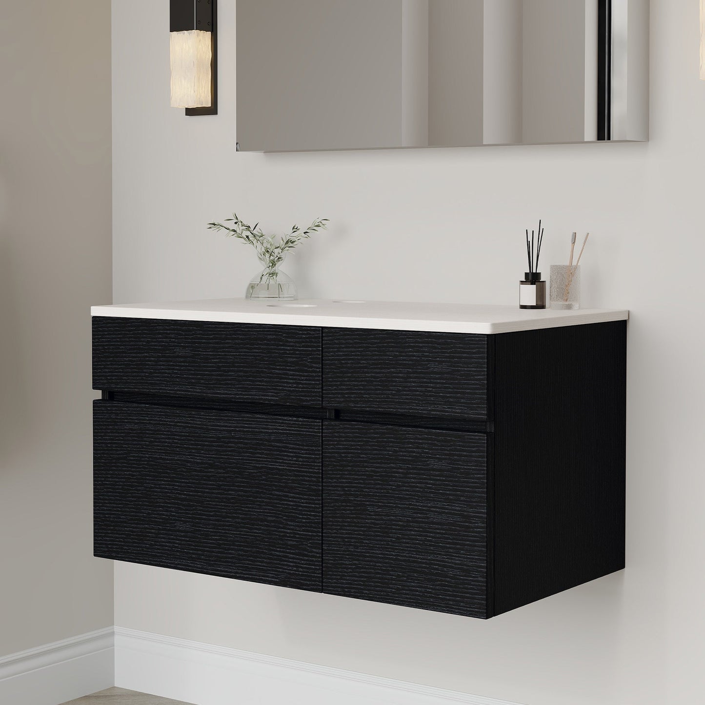 31.5' Modern Wall-Mounted Single Sink Bathroom Vanity Base Only Painted Floating