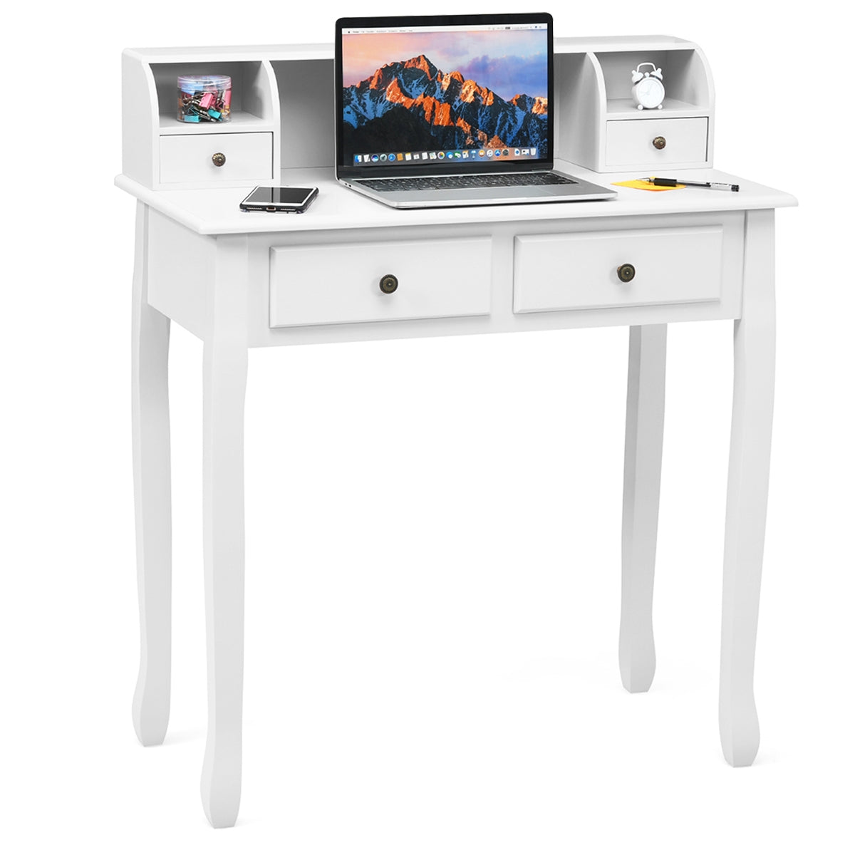 Writing Desk 2-Tier Vanity Desk Computer Desk with 4 Drawers