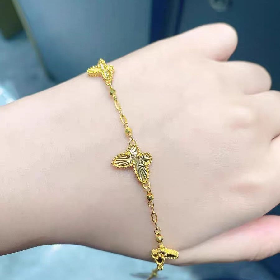 Womens Gold Laser Butterfly Bracelet