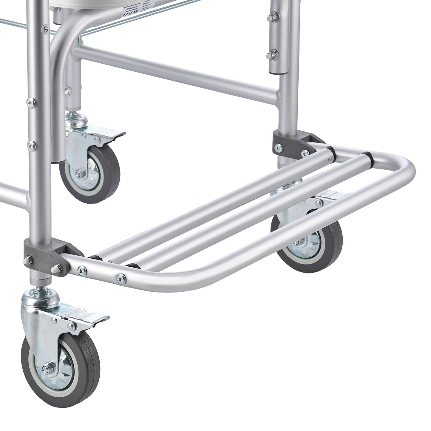 Commode Chair 4-Wheel 4-in-1 Aluminum 350 LB Rolling Lockable Padded Seat