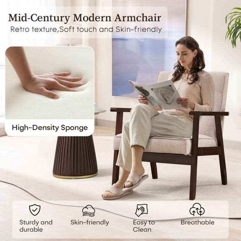 Mid-Century Fabric Upholstered Armchair Set Of Two