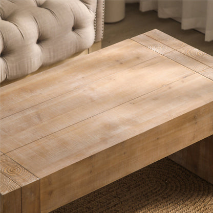 Rustic Farmhouse Coffee Table | 49" Rectangular Living Room Center Table with Distressed Wood Finish