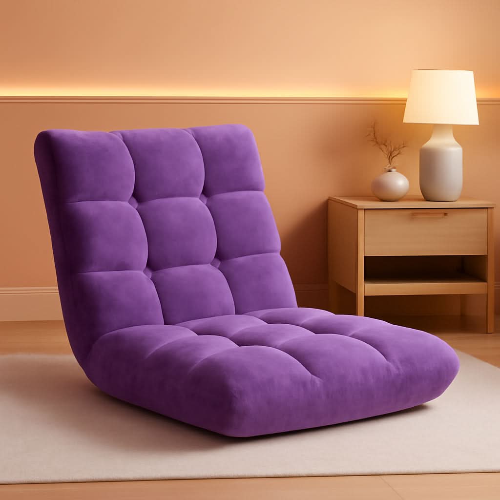 Purple Floor Chair With Back Support 14 Position Adjustable
