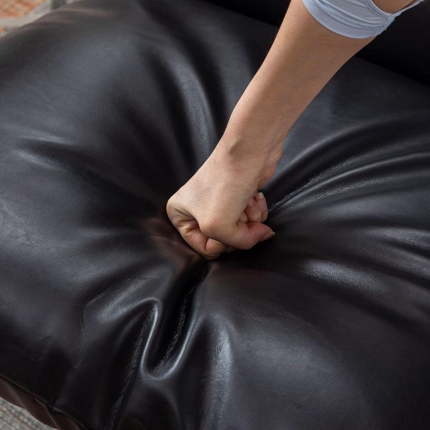 Black PU Leather MidCentury Upholstered Leisure Armchair