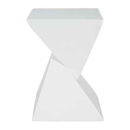 MGO X Design Side Table, White, Indoor Outdoor, 18 in H, 12.5 in Square Base