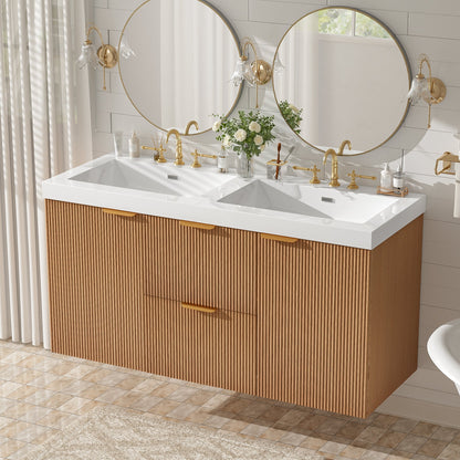 Modern 47.24 Inch Double Sink Bathroom Vanity with SMC Top, MDF Cabinet